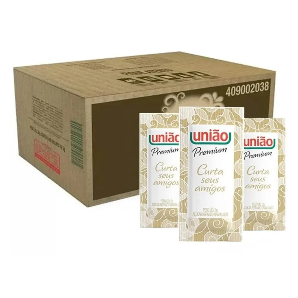 Açúcar Refinado Granulado Em Sachês União Caixa Com 400 Un Imagem