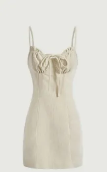 Vestido cami  acabamento de babado  frontal