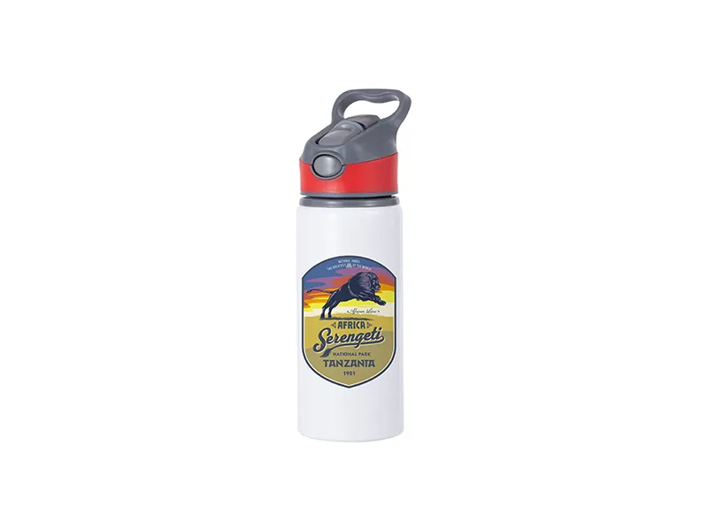 Garrafa de água Alumínio  20oz/600ml com tampa preta ou vermelha