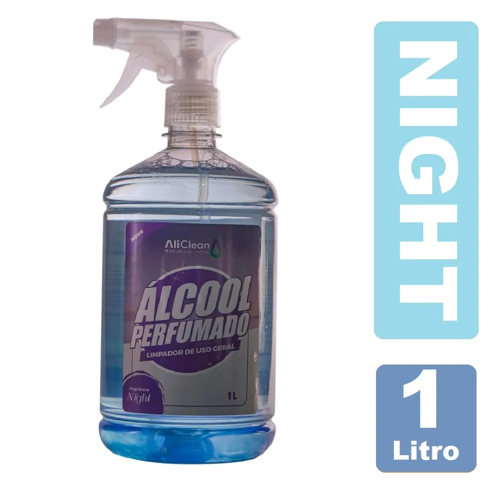 Álcool Perfumado Com Bactericida Para Limpeza Com Borrifador 1 Litro - Night