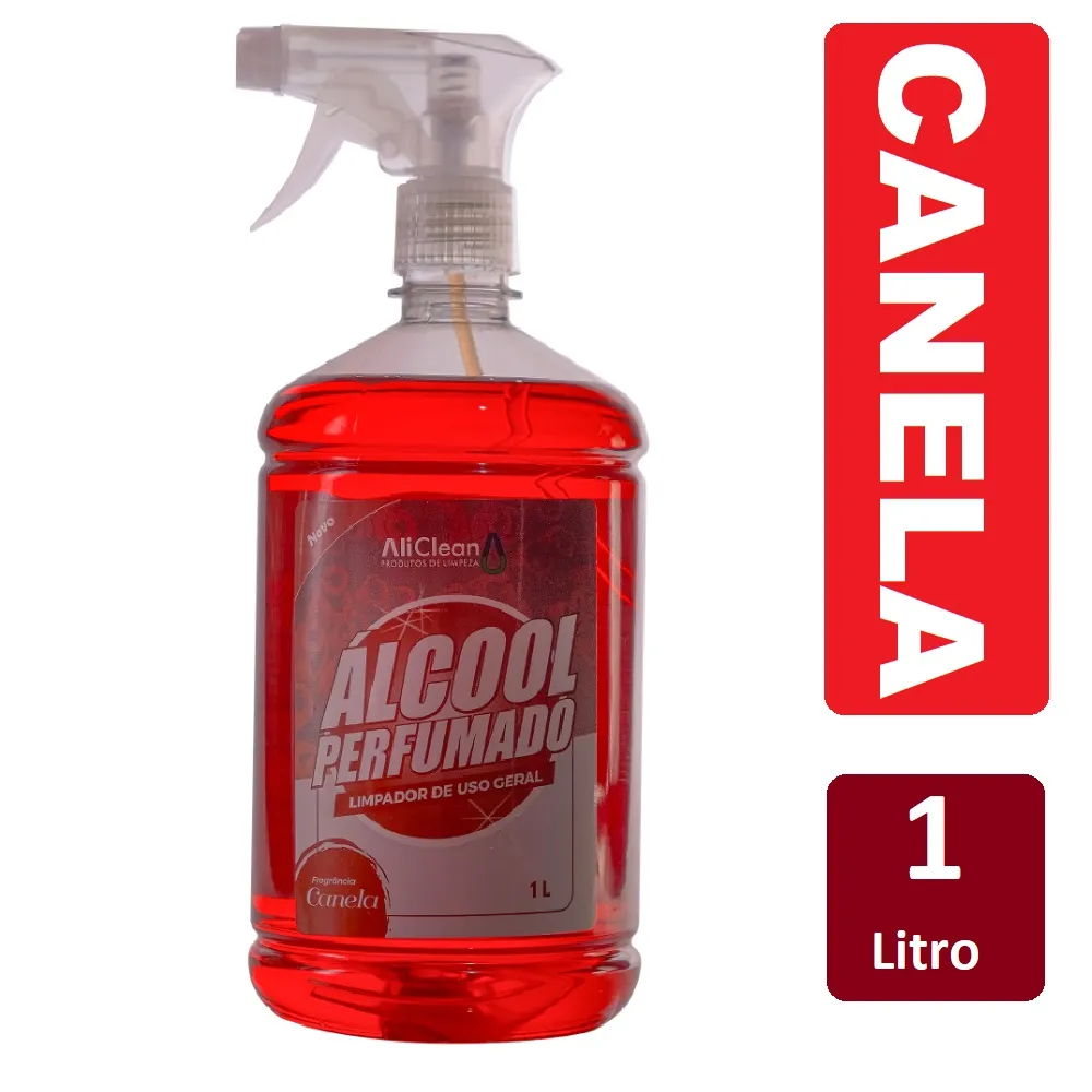 Álcool Perfumado Com Bactericida Para Limpeza Com Borrifador 1 Litro - Canela