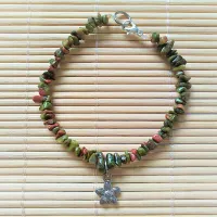Pulseira de Pedra Natural UNAQUITA com flor -  002