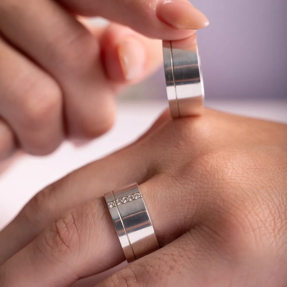 Par de alianças prata 950 - APE966