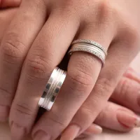 Par de alianças plana de prata 950 - APE714