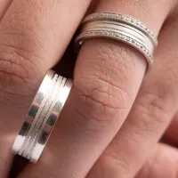 Par de alianças plana de prata 950 - APE714 - Foto 2