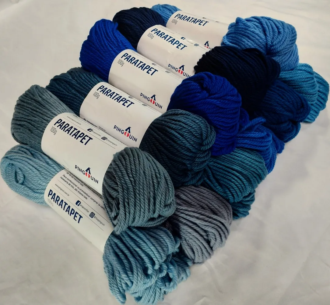 Conjunto 11 Cores Tons Azul de Lãs Paratapet Meadas 100g Imagem