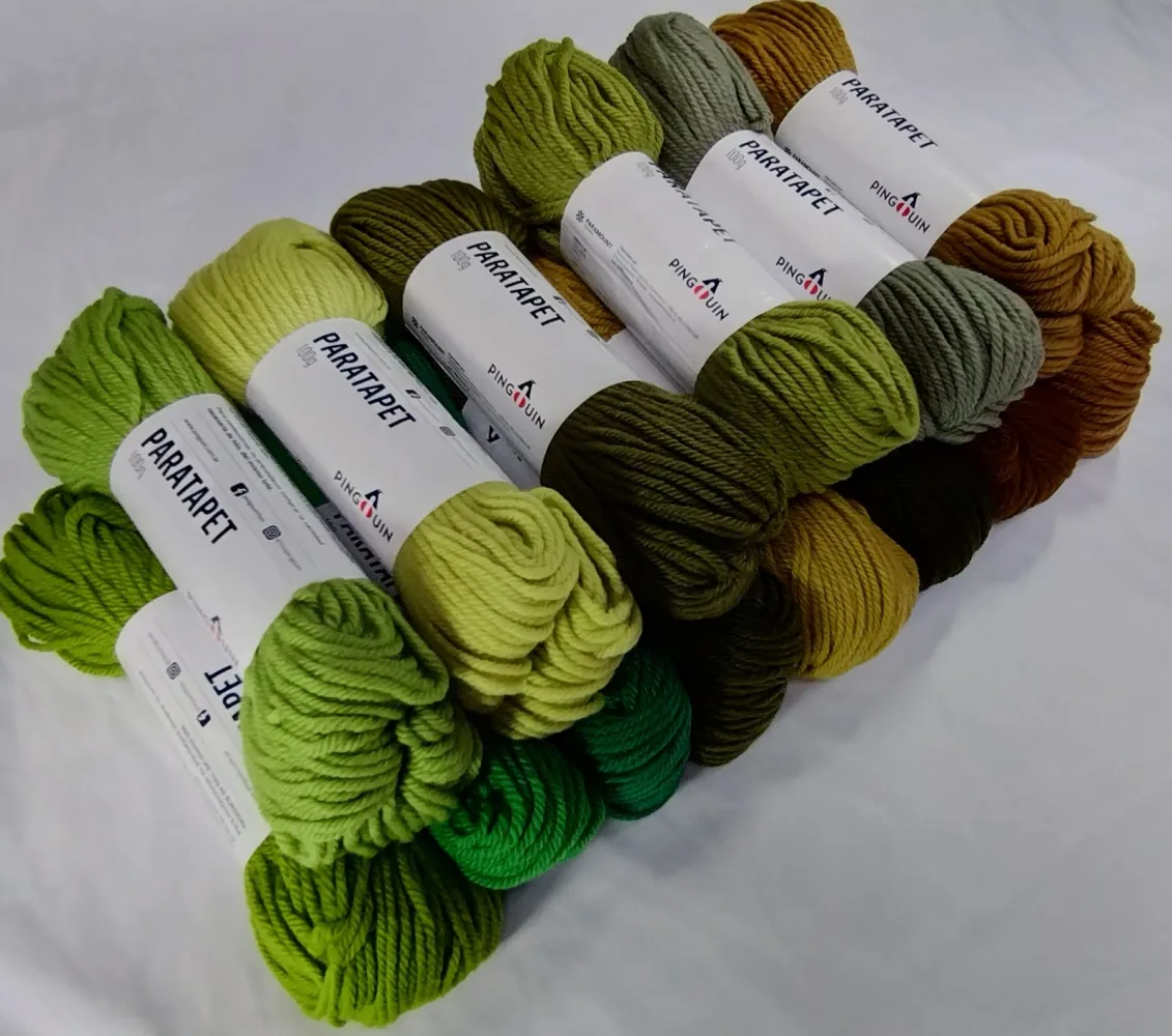 Conjunto 14 Cores Tons Verde "Grupo 1" de Lãs Paratapet Meadas 100g