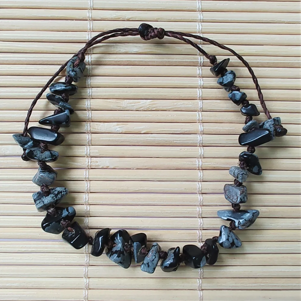 Pulseira de Pedra Natural OBSIDIANA FLOCO DE NEVE - 008