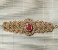 Bracelete de Macramê de Pedra Natural JADE LARANJA - 016