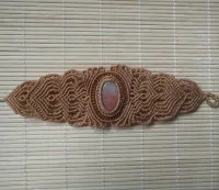 Bracelete de Macramê - Pedra Natural CALCITA - 017
