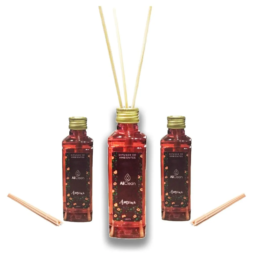 3 Difusores Aromatizador de Ambientes com Varetas Ameixa Imagem