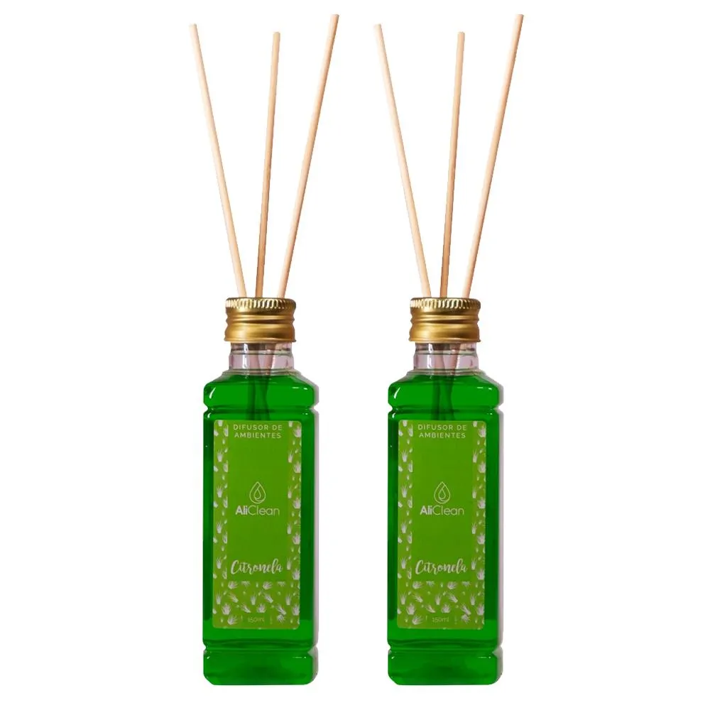 2 Difusores Aromatizador de Ambientes com Varetas Citronela Imagem