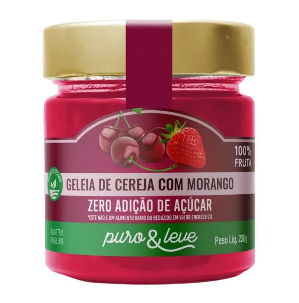 Geleia de Cereja com Morango vegana puro e leve 230g