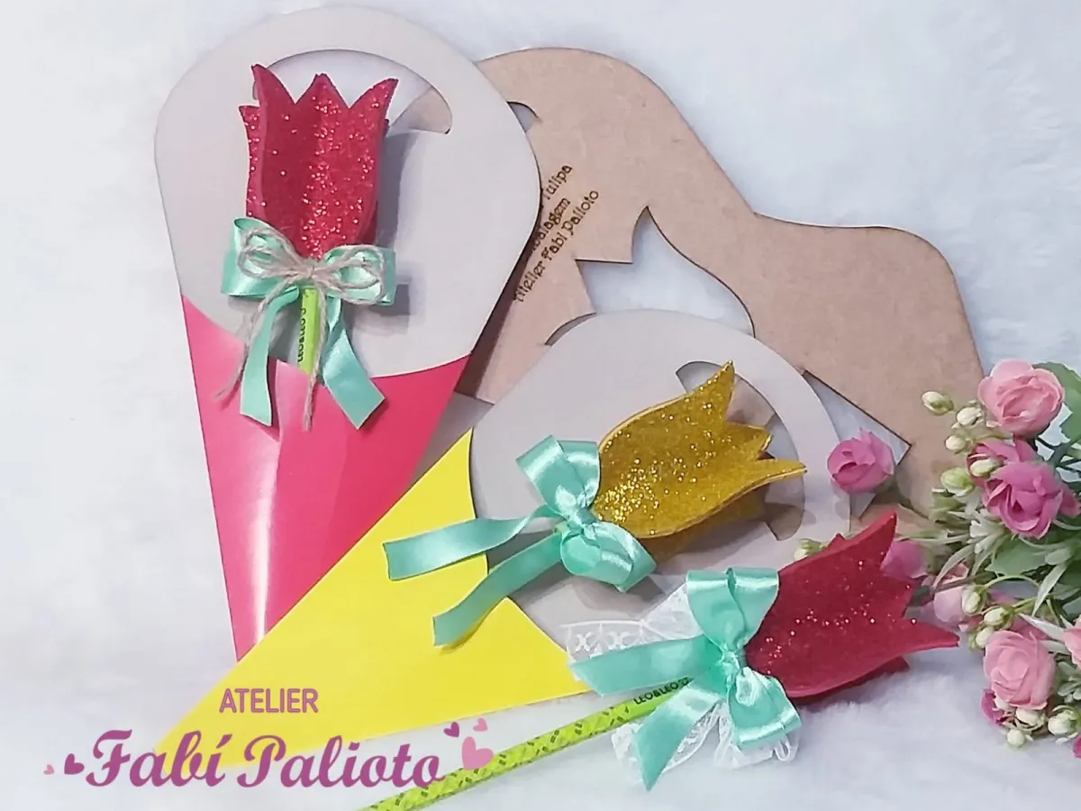 G1.323 Gabarito de Moldes em MDF Ponteira Tulipa + Embalagem