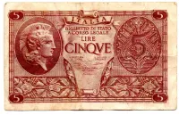 Itália - 5 Lire - Cédula Estrangeira - MBC