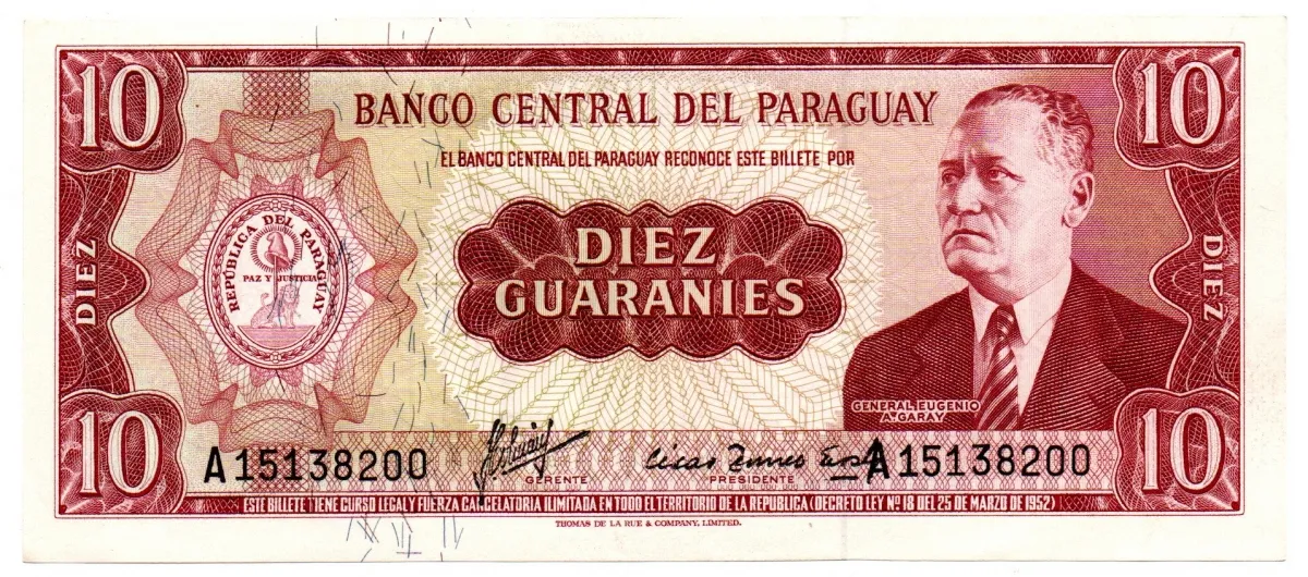 Paraguai - 10 Guaranies - Cédula Estrangeira - FE