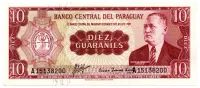 Paraguai - 10 Guaranies - Cédula Estrangeira - FE