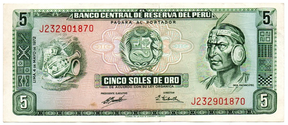 Peru - 5 Soles de Oro - Cédula Estrangeira - SOB