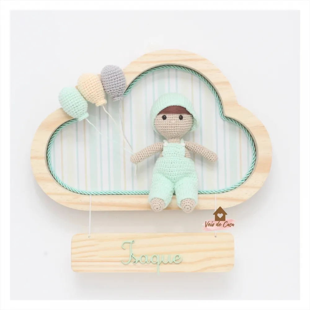 Menininho - 3 balões - Nuvem M - Porta Maternidade Imagem