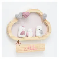 Passarinhos - 2 corações + 1 balão - Nuvem Média - Porta de Maternidade - Foto 2