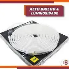 Mangueira Fita LED Neon BRANCA FRIA 6500K 12v rolo 5 metros COM FONTE Imagem