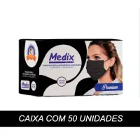 Máscara PRETA MEDIX Tripla Descartável com Filtro (BFE 95%) - Caixa 50 Unidades