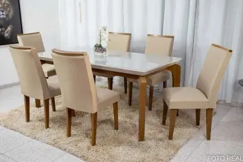 Mesa 6 Cadeiras Londrina/angelina MDF com vidro   1,80x0,80 varias cores tot