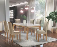 Mesa 6 Cadeiras Londrina/angelina MDF com vidro   1,80x0,80 varias cores tot - Foto 6