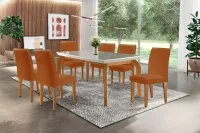 Mesa 6 Cadeiras Londrina/angelina MDF com vidro   1,80x0,80 varias cores tot - Foto 8