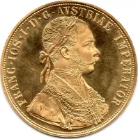Monarquia Austro-Húngara - 1915 (Restrike) - 4 Ducats - Franz Joseph I - Ouro .986 - 13,96g - 40mm