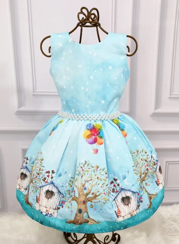 Vestido Jardim Encantato Azul Mod.1  PrintIX