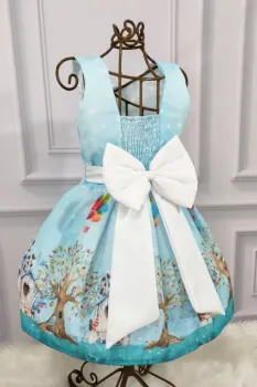 Vestido Jardim Encantato Azul Mod.1  PrintIX - Foto 2