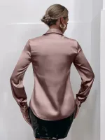 Camisa Cetim Sólido Botão frontal - Foto 2