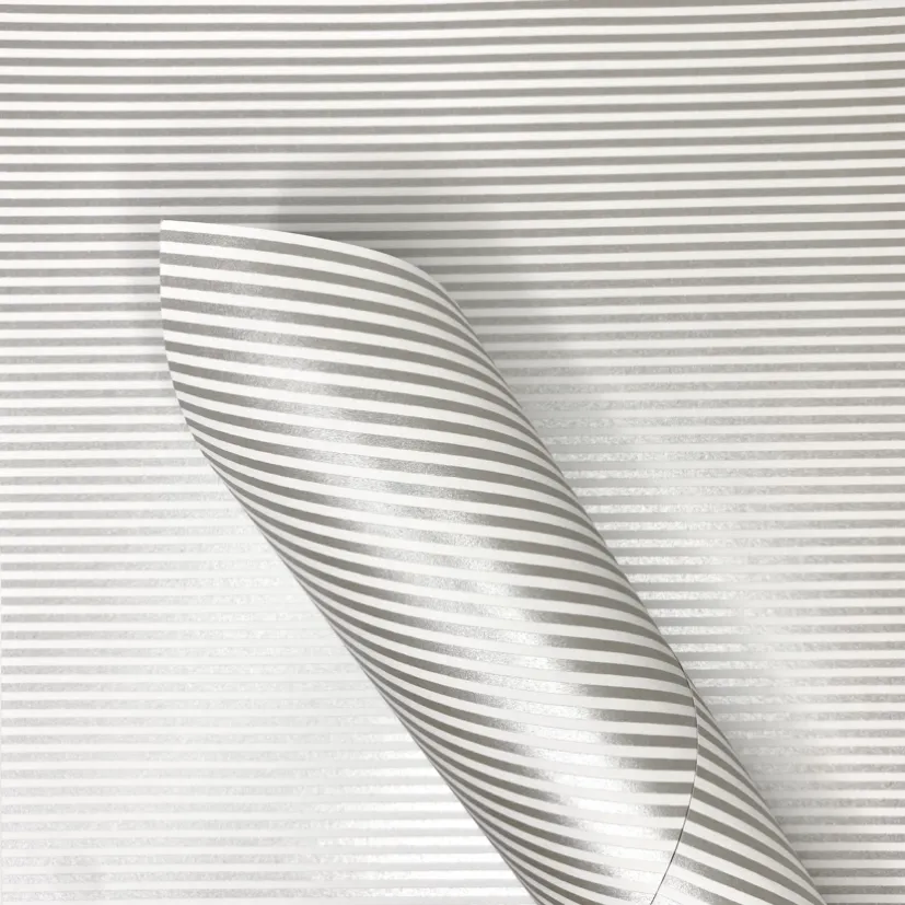 Papel Perolado Listras Prata - Tam. A4 - 1uni.