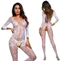 Macacão Rendado com Manga e Abertura Íntima - SE020 - Foto 2