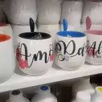 Caneca Branca Belly com colher e Interior Laranja - 350ml - Foto 5