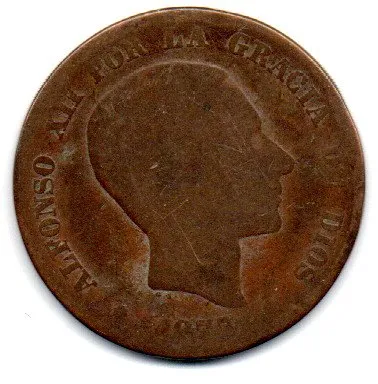 Espanha - 1877 - 10 Centimos - UTG
