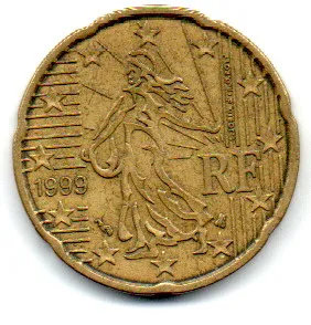 França - 1999 - 20 Euro Cent Imagem
