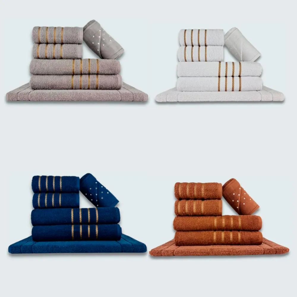 Jogo de Toalhas 24 pçs Coleção Dubai 100% Algodão CZ+BR+AZ+MR Imagem