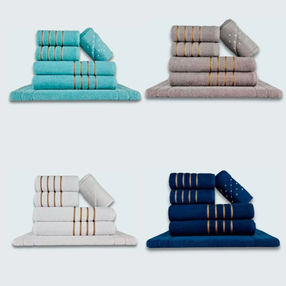 Jogo de Toalhas 24 pçs Coleção Dubai 100% Algodão VD+CZ+BR+AZ