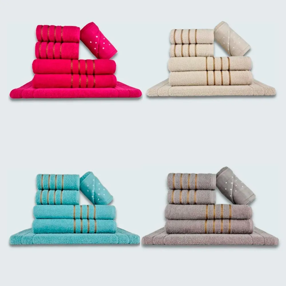 Jogo de Toalhas 24 pçs Coleção Dubai 100% Algodão RS+BG+VD+CZ