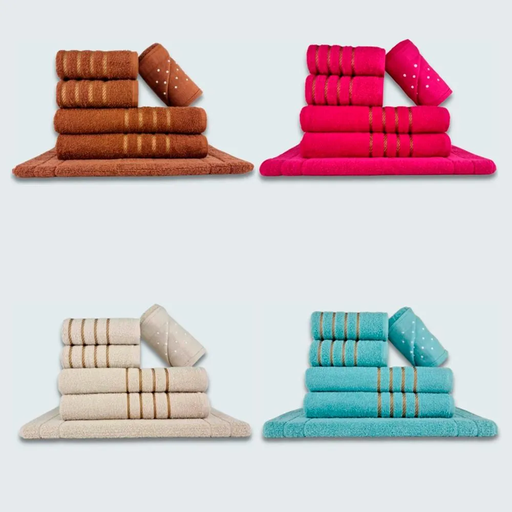 Jogo de Toalhas 24 pçs Coleção Dubai 100% Algodão MR+RS+BG+VD