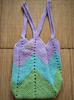 Bolsa de Crochê Quadrada Chevron Verde e Lilás (M) 19 - Foto 5