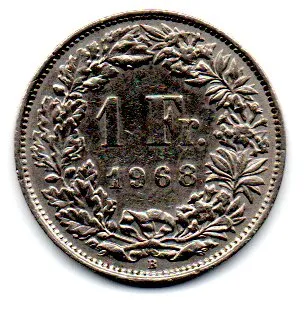 Suíça - 1968 - 1 Franc Imagem