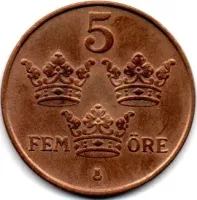Suécia - 1950 - 5 Ore