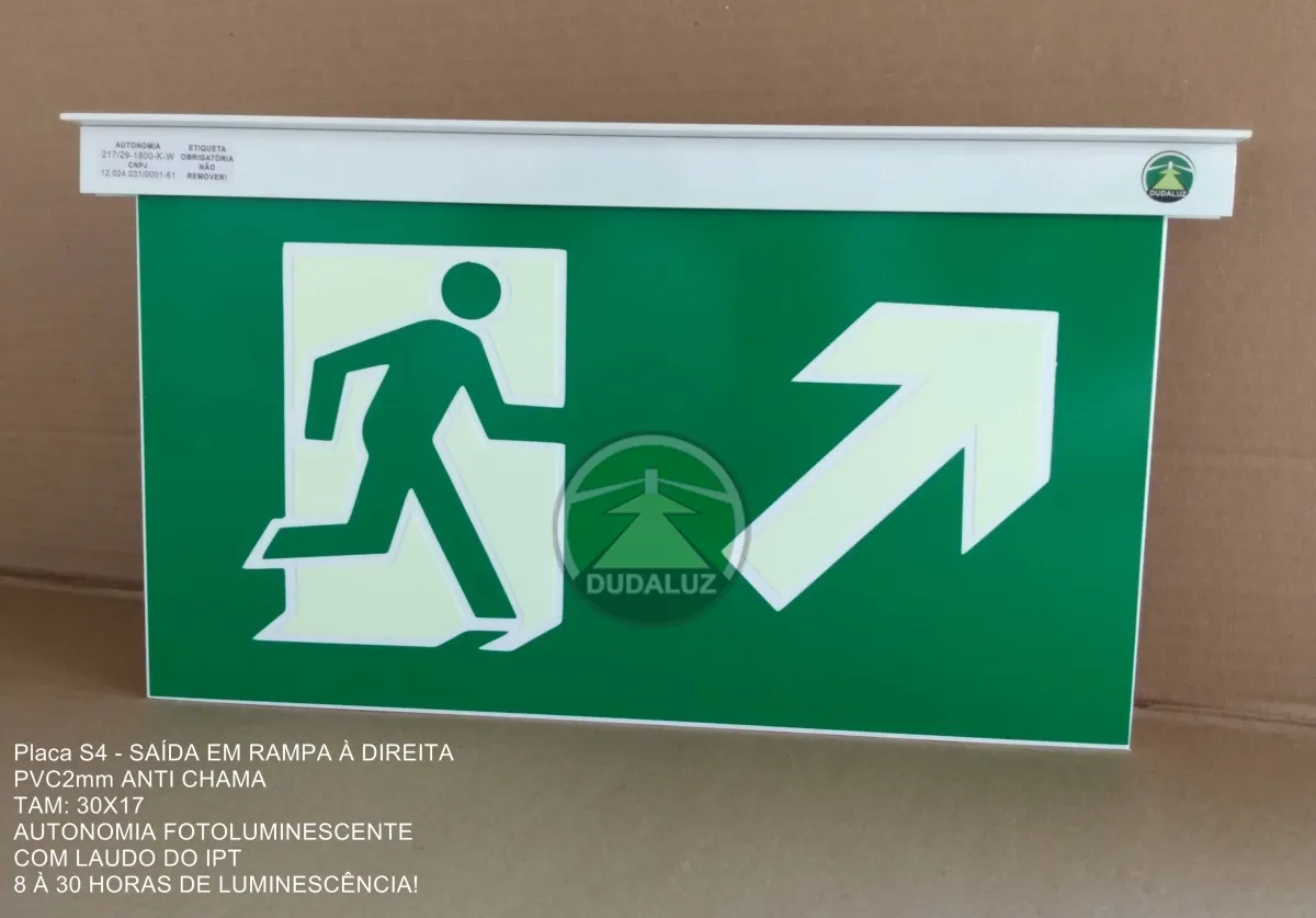 PLACA S4 PVC 2MM |TETO | Mod: RAMPA SUBINDO À DIREITA | 30X17| FOTOLUMI| SÓ FRENTE