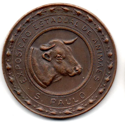 Medalha - Exposição Estadual de Animais - S. Paulo - Americo - Exposição de 1924 Imagem