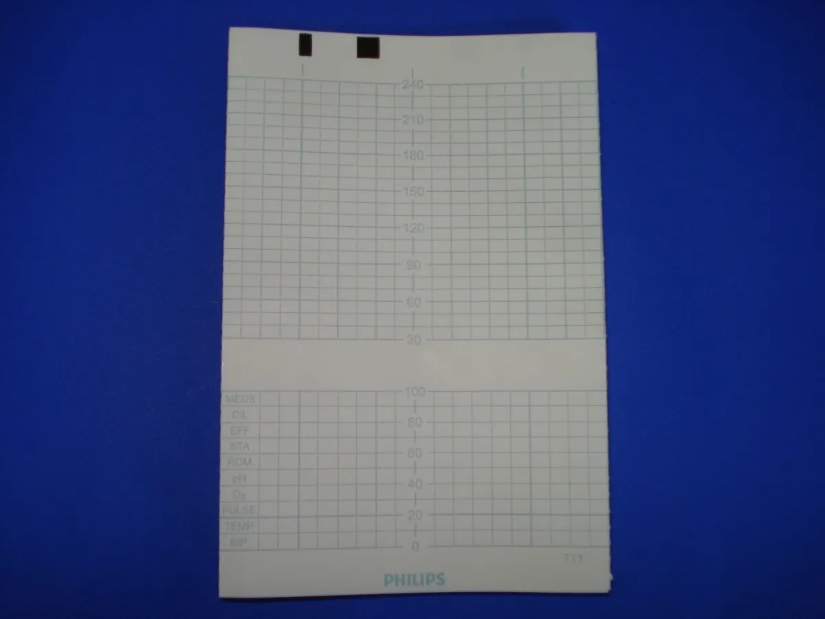 PAPEL TERMOSENSÍVEL P/ CARDIOTOCÓGRAFO PHILIPS AVALON FM 20/30 - HPM 1910/1911 TITS 150X100X150 - pacote com 10 blocos Imagem