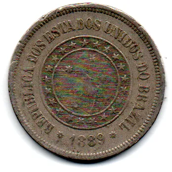 1889 - 100 Réis - Moeda Brasil Imagem