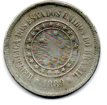 1889 - 100 Réis - Moeda Brasil Imagem
